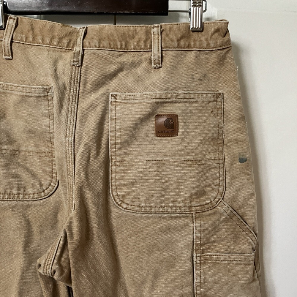 Carhartt B111 BRN Flannel Lined Duck Canvas Carpenter Pants Brown 32x30 Mens - Picture 12 of 14